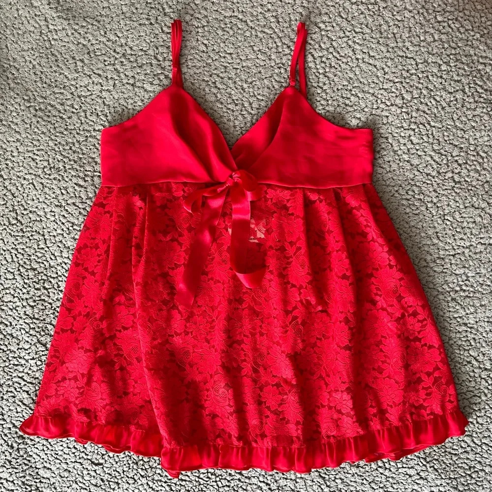 Vintage Marilyn Monroe by Warner’s Red Lace Slip Dress Nightgown Negligee Sexy L